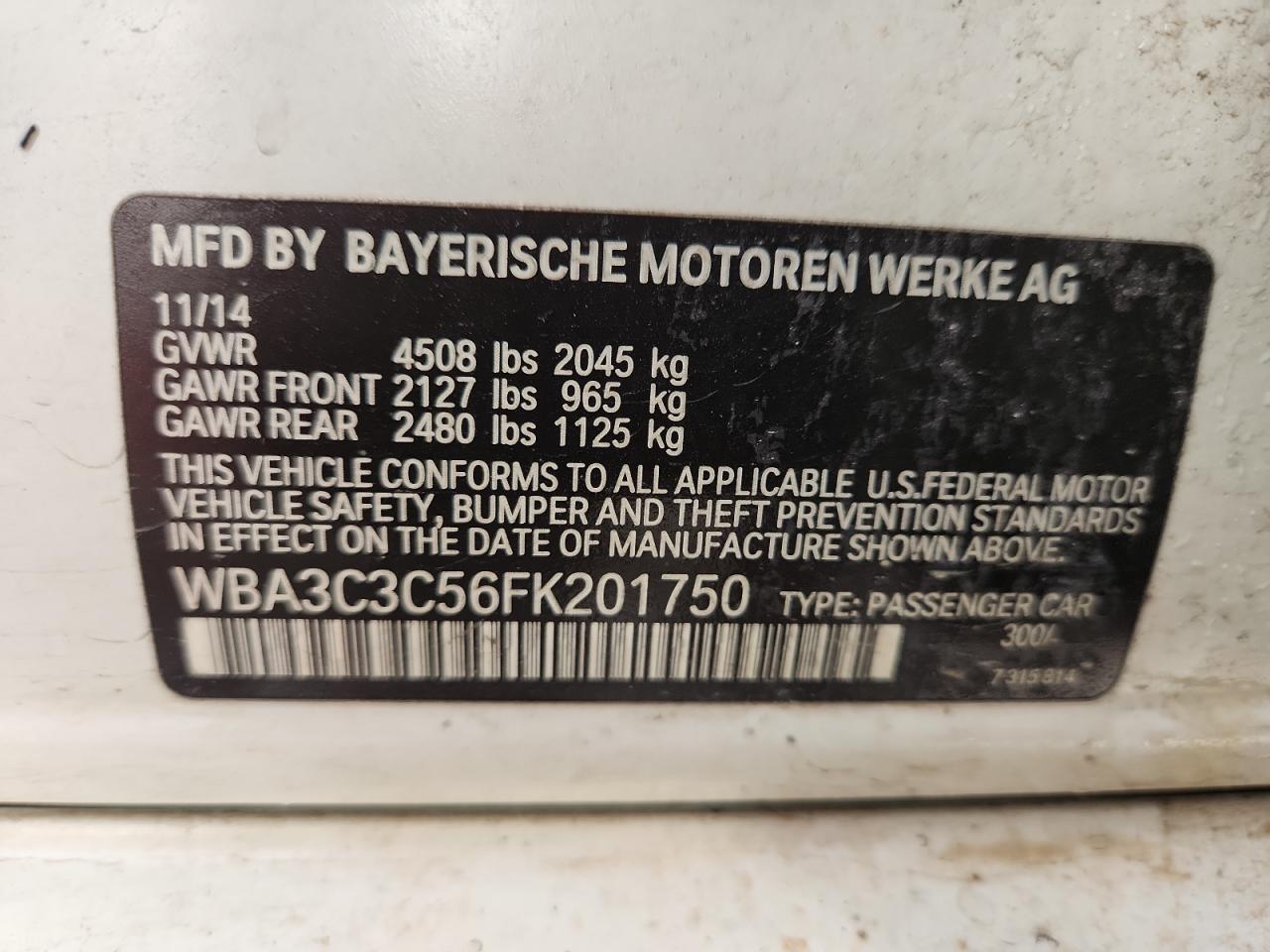 2015 BMW 320 I xDrive VIN: WBA3C3C56FK201750 Lot: 93152775