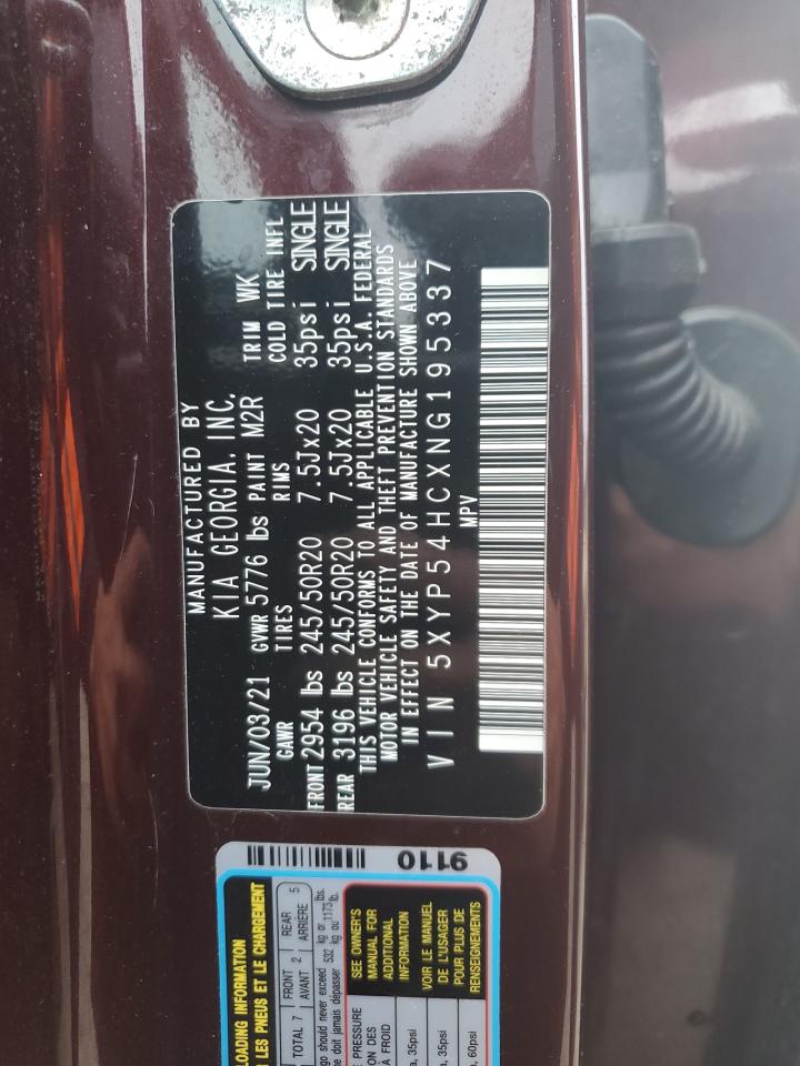 2022 Kia Telluride Sx VIN: 5XYP54HCXNG195337 Lot: 92908415