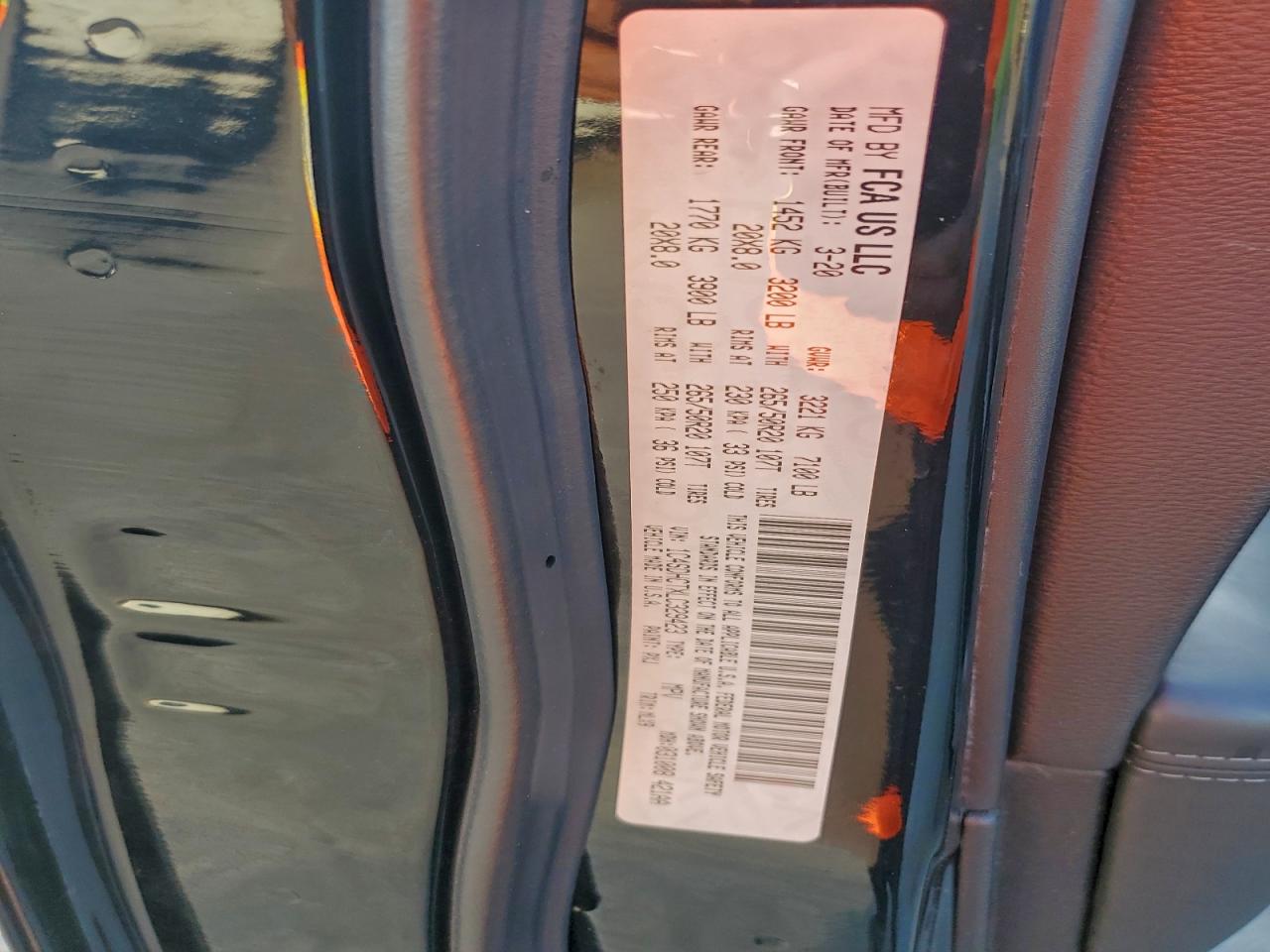 2020 Dodge Durango R/T VIN: 1C4SDHCTXLC329423 Lot: 93883205