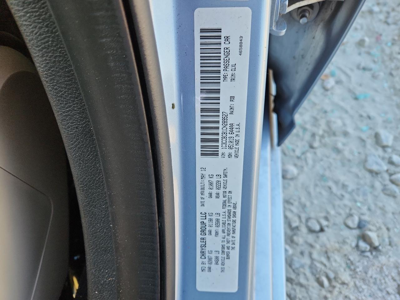 2012 Chrysler 200 Limited VIN: 1C3CCBCB1CN289527 Lot: 92389845