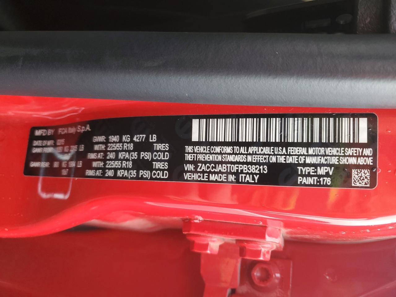 2015 Jeep Renegade Latitude VIN: ZACCJABT0FPB38213 Lot: 91248225