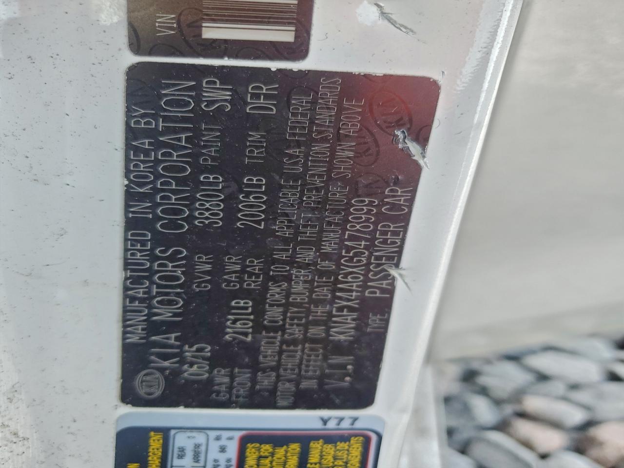 2016 Kia Forte Lx VIN: KNAFX4A6XG5478999 Lot: 93893665