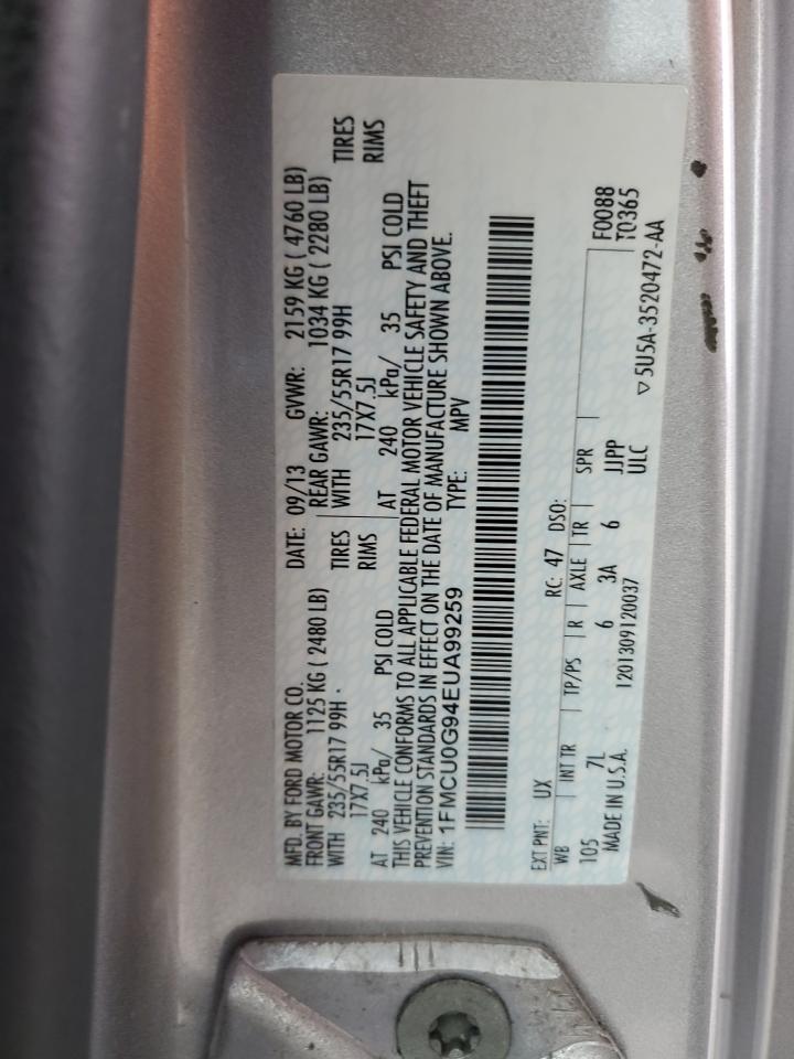 2014 Ford Escape Se VIN: 1FMCU0G94EUA99259 Lot: 91869265