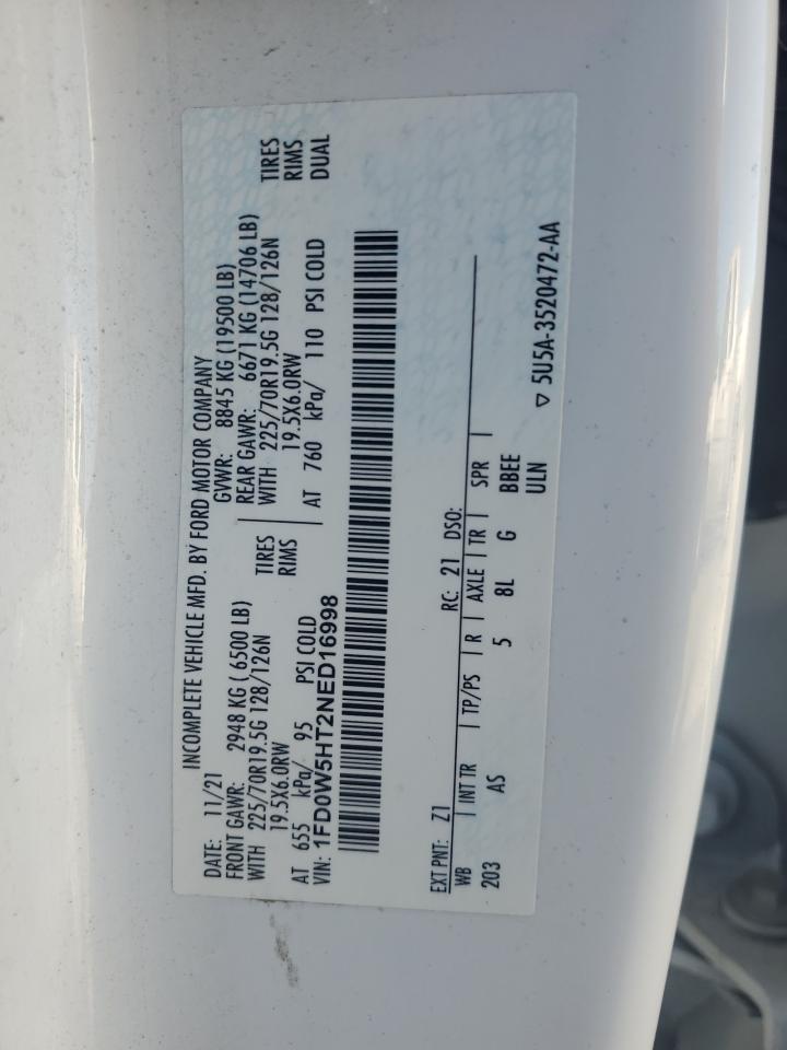 2022 Ford F550 Utility / Service Truck VIN: 1FD0W5HT2NED16998 Lot: 91003945