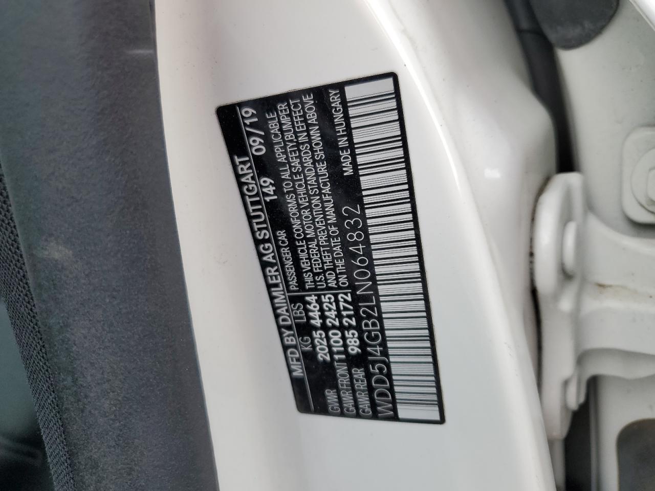 2020 Mercedes-Benz Cla 250 VIN: WDD5J4GB2LN064832 Lot: 91350805