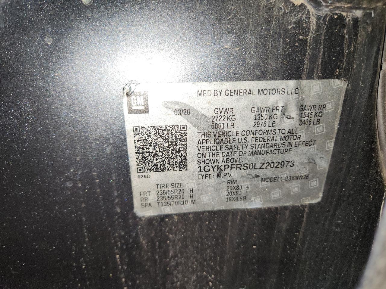 2020 Cadillac Xt6 Platinum Premium Luxury VIN: 1GYKPFRS0LZ202973 Lot: 93707815