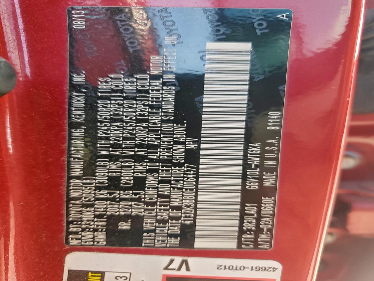 2014 Toyota Venza Le VIN: 4T3ZK3BB0EU064477 Lot: 93119975