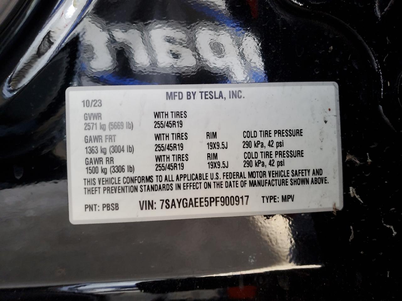 2023 Tesla Model Y VIN: 7SAYGAEE5PF900917 Lot: 92893115