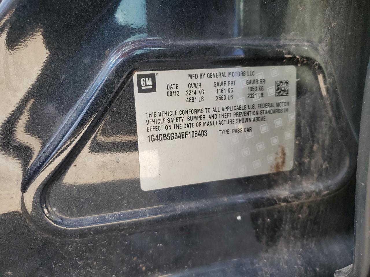 2014 Buick Lacrosse VIN: 1G4GB5G34EF108403 Lot: 91670675