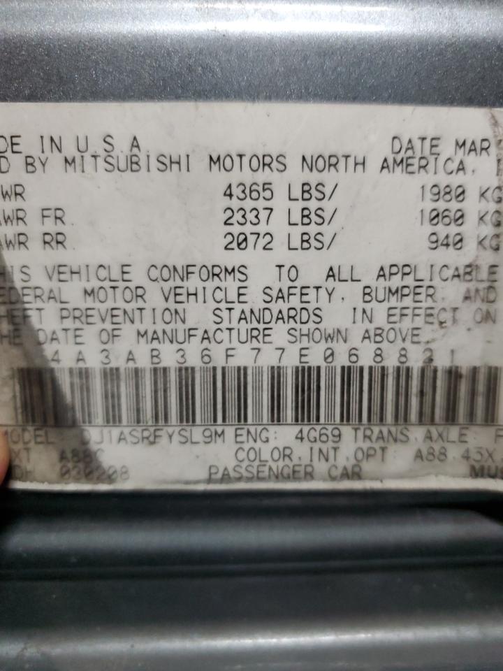 2007 Mitsubishi Galant Es VIN: 068821 Lot: 93982205