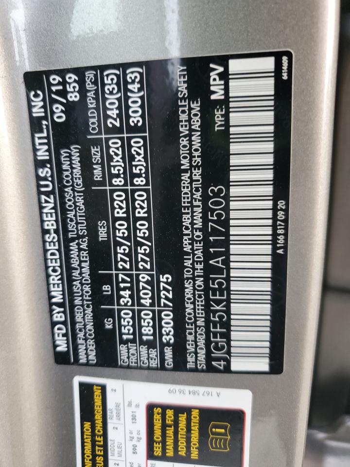 2020 Mercedes-Benz Gls 450 4Matic VIN: 4JGFF5KE5LA117503 Lot: 93614585