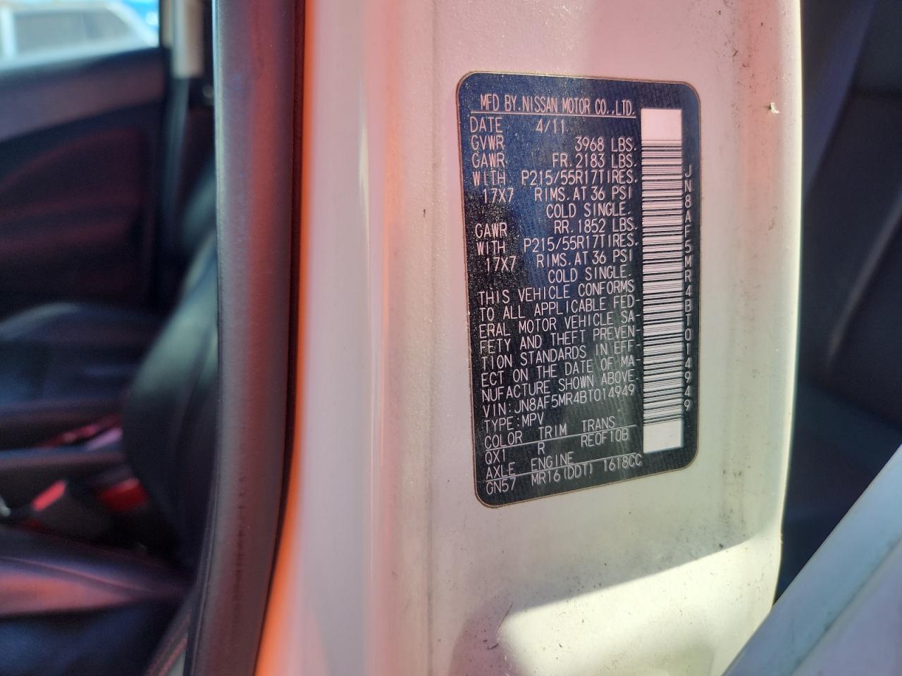 2011 Nissan Juke S VIN: JN8AF5MR4BT014949 Lot: 93126075