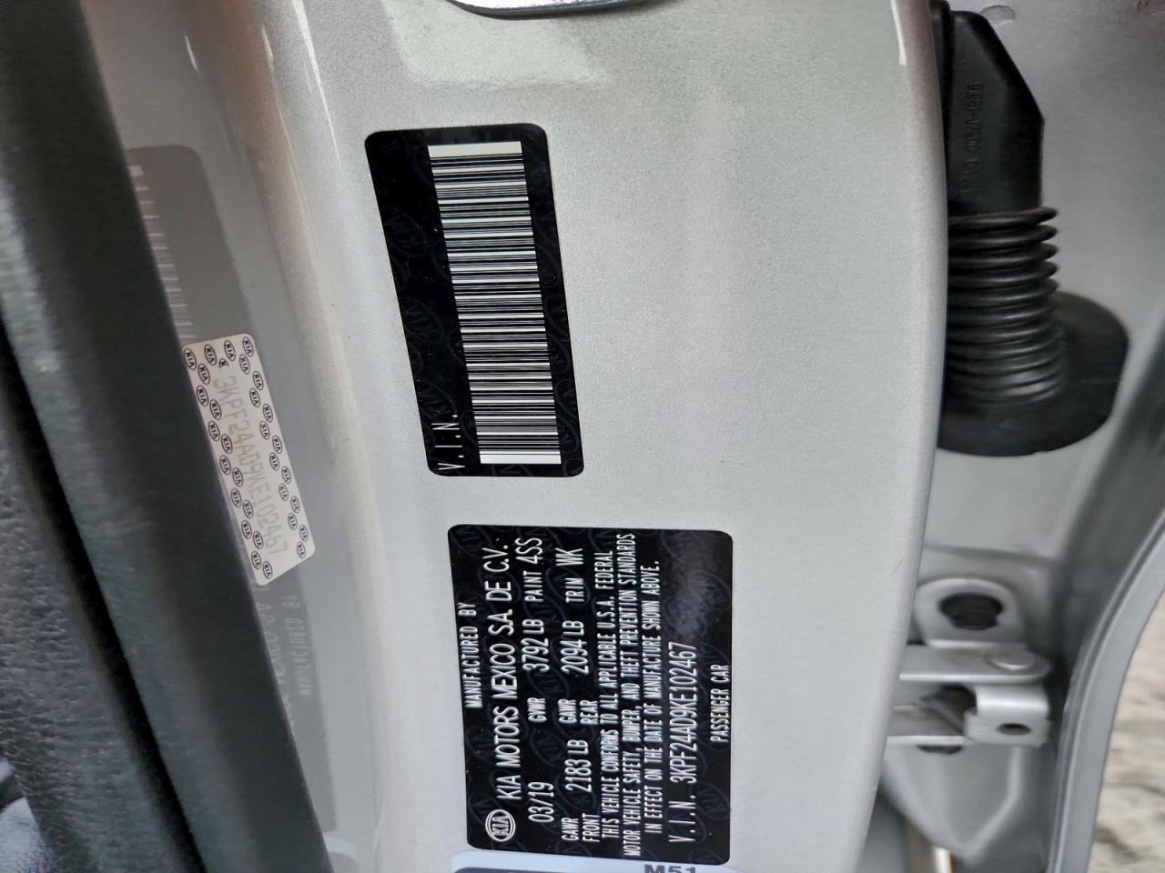 2019 Kia Forte Fe VIN: 3KPF24AD9KE102467 Lot: 94239745