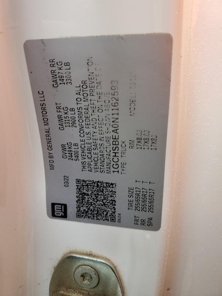 2022 Chevrolet Colorado VIN: 1GCHSBEA0N1162593 Lot: 93253465