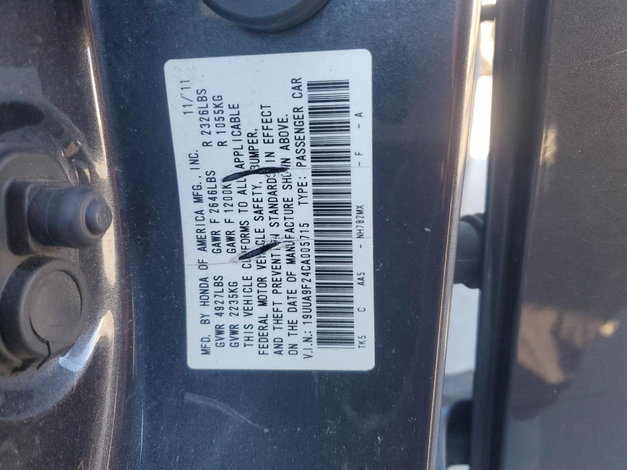 2012 Acura Tl VIN: 19UUA9F24CA005715 Lot: 92993285