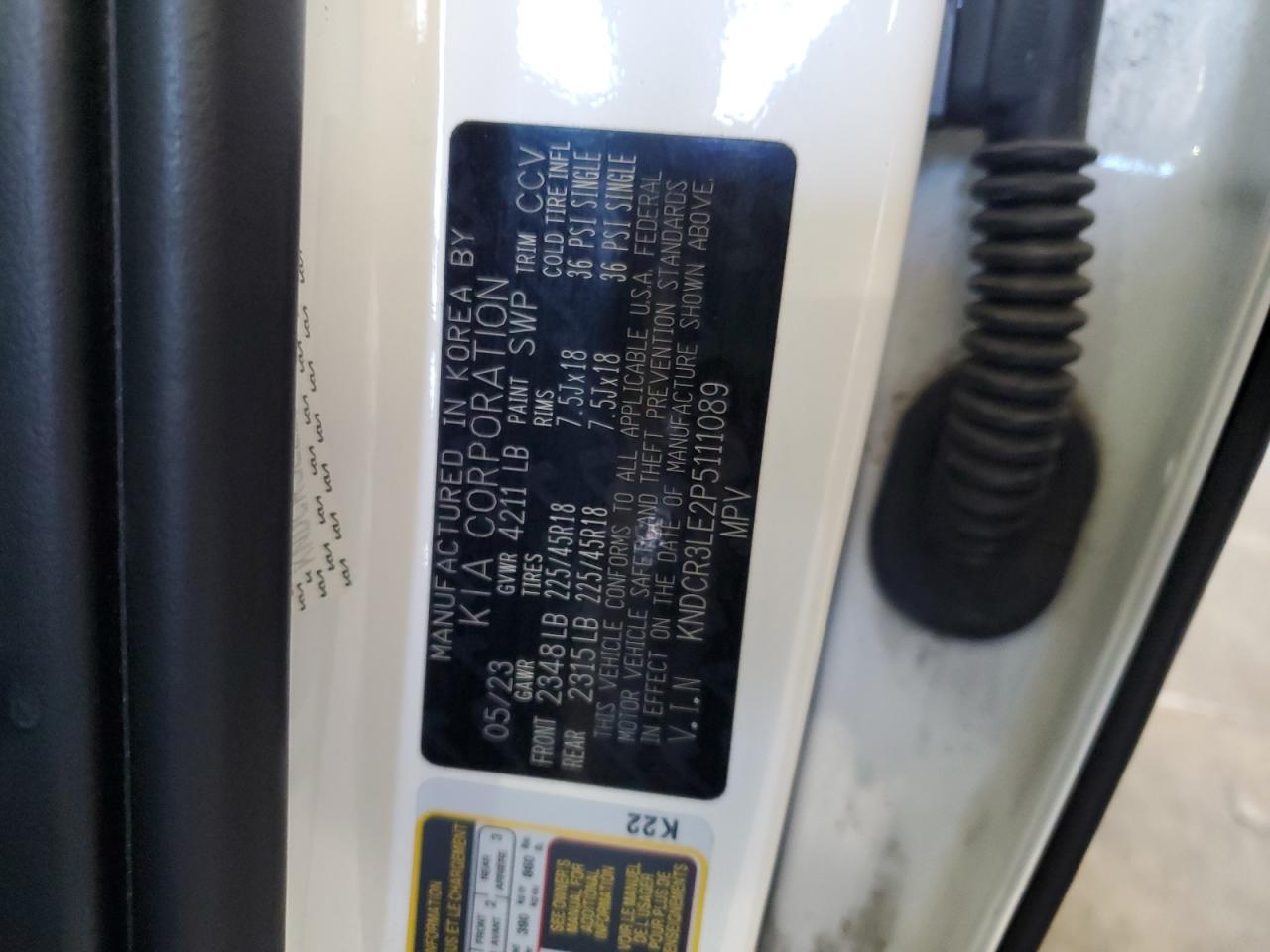 2023 Kia Niro Ex VIN: KNDCR3LE2P5111089 Lot: 92500015