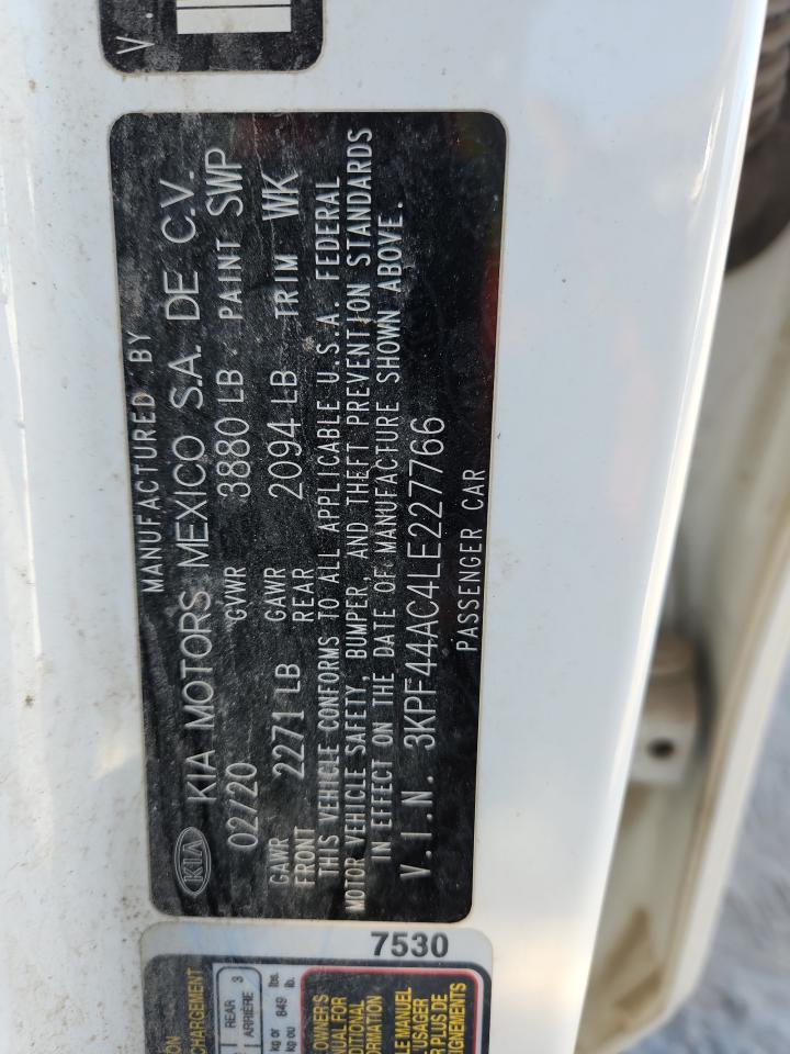 2020 Kia Forte Gt VIN: 3KPF44AC4LE227766 Lot: 90747115