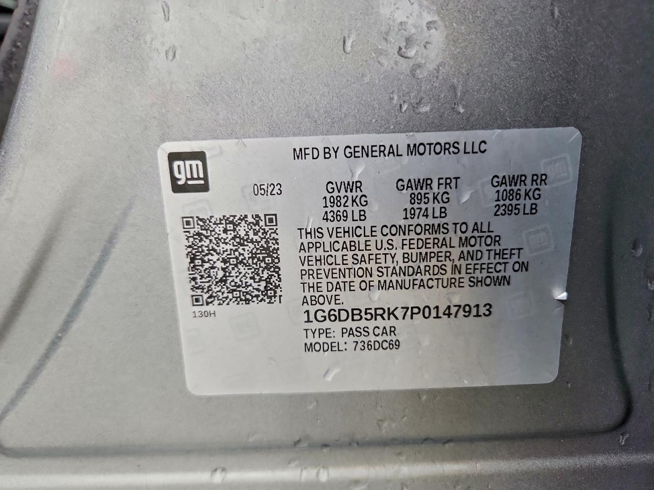 2023 Cadillac Ct4 Premium Luxury VIN: 1G6DB5RK7P0147913 Lot: 93641675