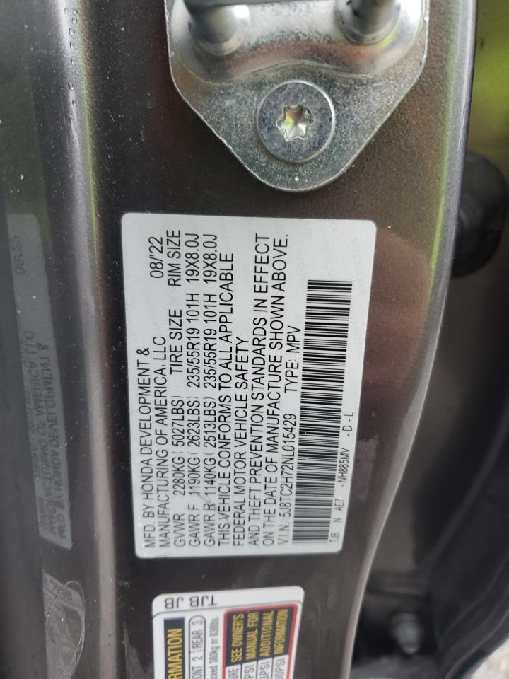 2022 Acura Rdx Advance VIN: 5J8TC2H72NL015429 Lot: 93622305