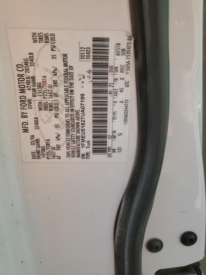 2007 Ford Explorer Sport Trac Xlt VIN: 1FMEU51827UA07199 Lot: 92186535