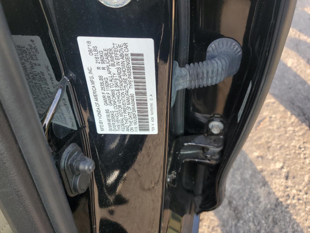 2019 Acura Tlx VIN: 19UUB2F3XKA004080 Lot: 93085665