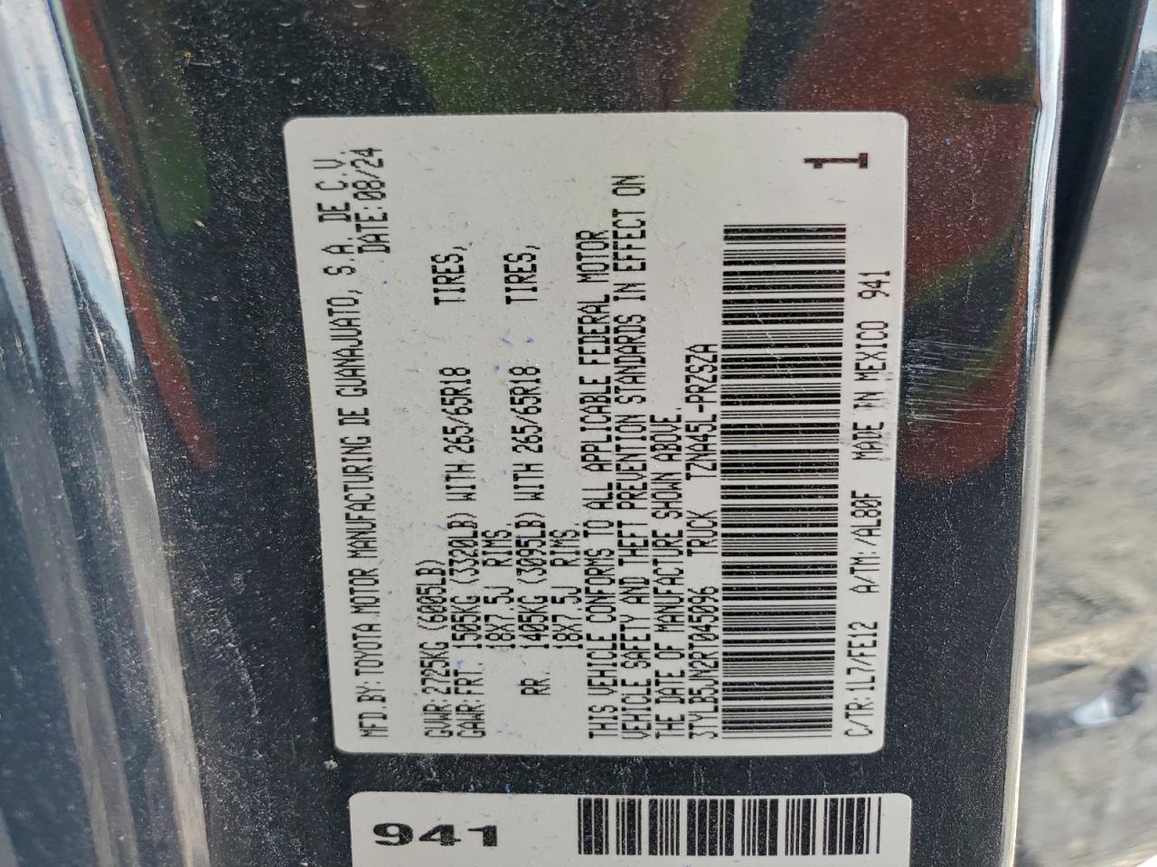 2024 Toyota Tacoma Double Cab VIN: 3TYLB5JN2RT045096 Lot: 94711575