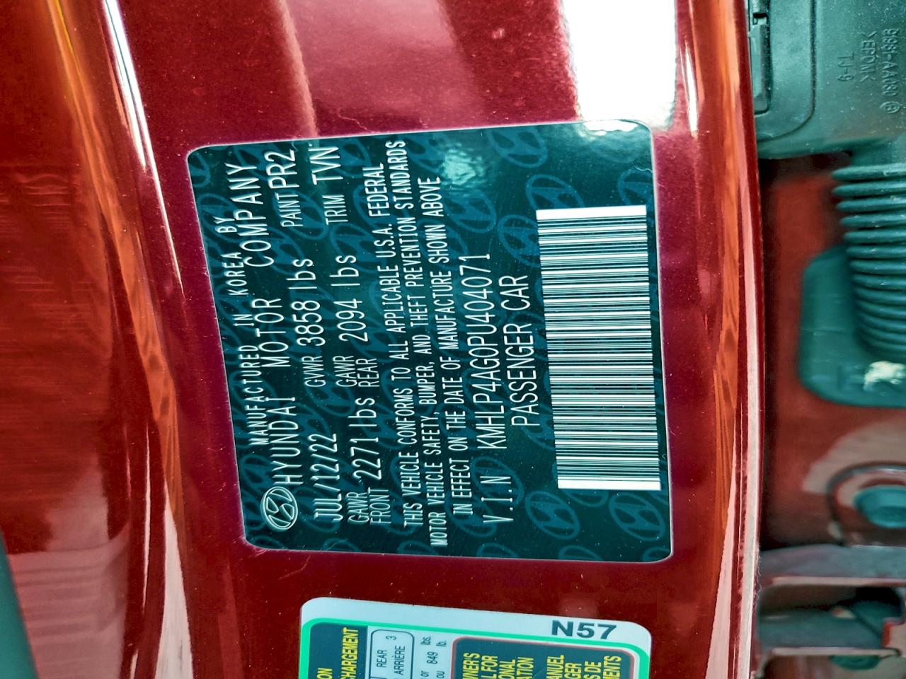 2023 Hyundai Elantra Limited VIN: KMHLP4AG0PU404071 Lot: 94410155