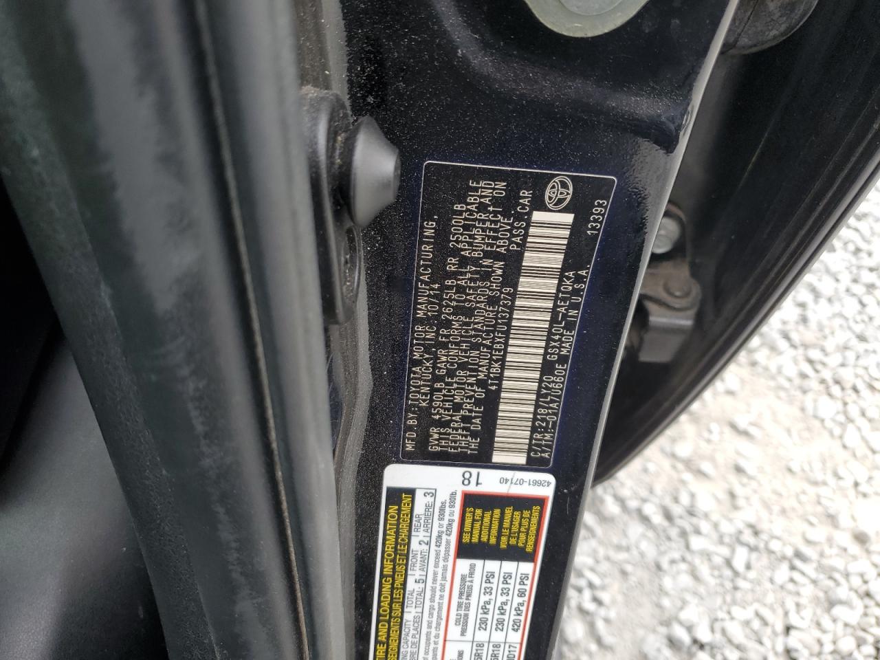 2015 Toyota Avalon Xle VIN: 4T1BK1EBXFU137379 Lot: 91418945