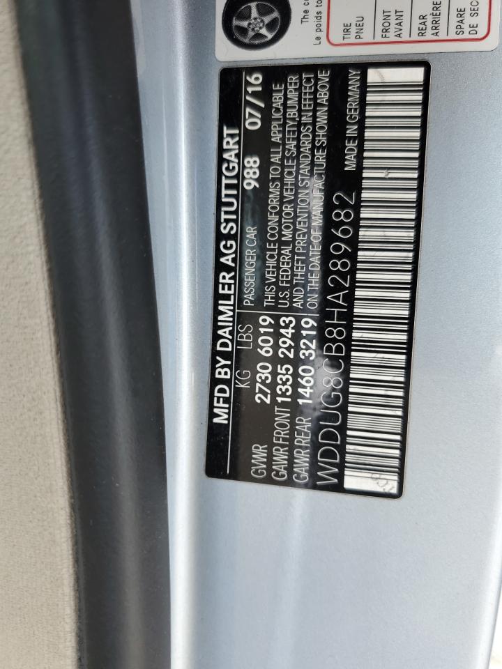 2017 Mercedes-Benz S 550 VIN: WDDUG8CB8HA289682 Lot: 92028385