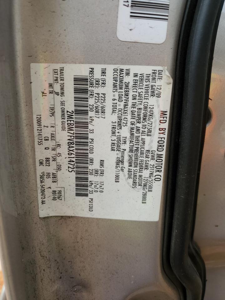 2010 Mercury Grand Marquis Ls VIN: 2MEBM7FV8AX614725 Lot: 93707325