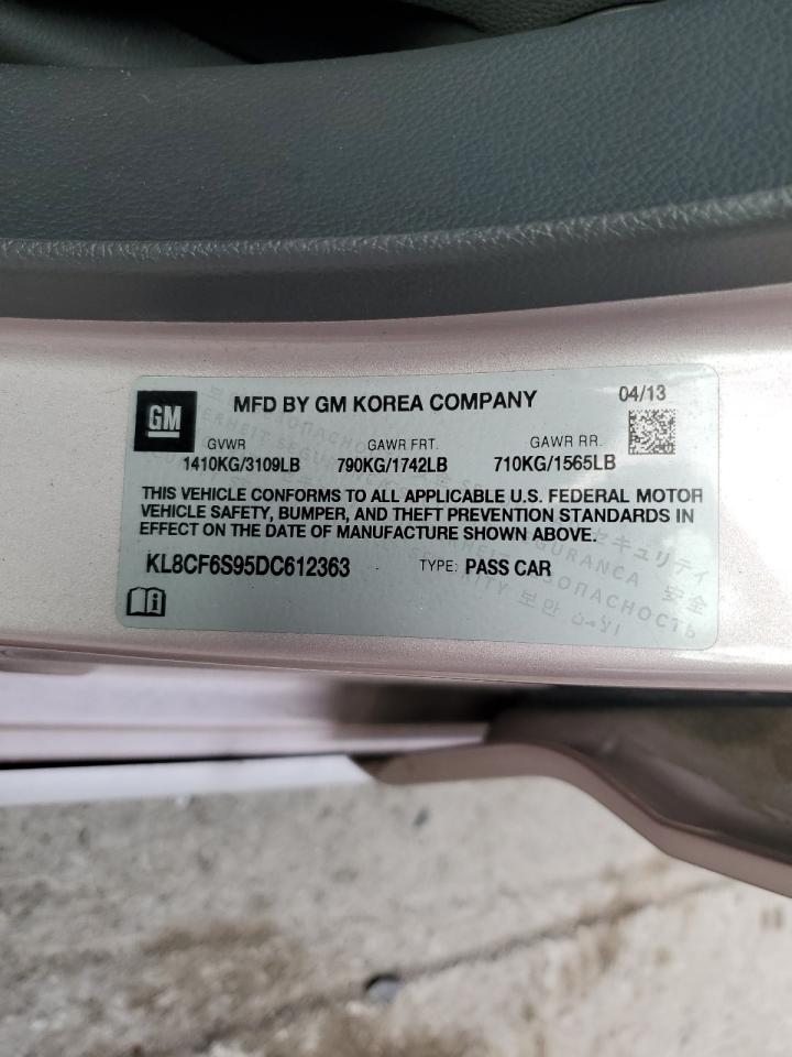 2013 Chevrolet Spark 2Lt VIN: KL8CF6S95DC612363 Lot: 92634385