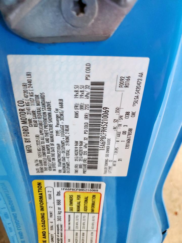 2017 Ford Mustang Gt VIN: 1FA6P8CF9H5210069 Lot: 91149135