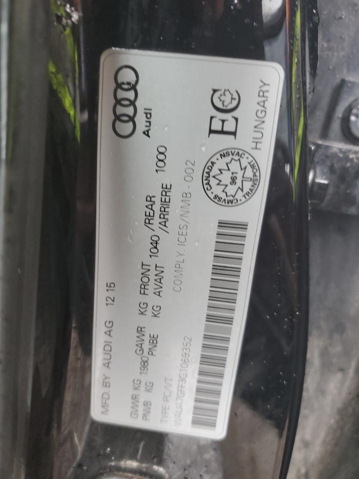 2016 Audi A3 Premium VIN: WAUA7GFF3G1069352 Lot: 93230705