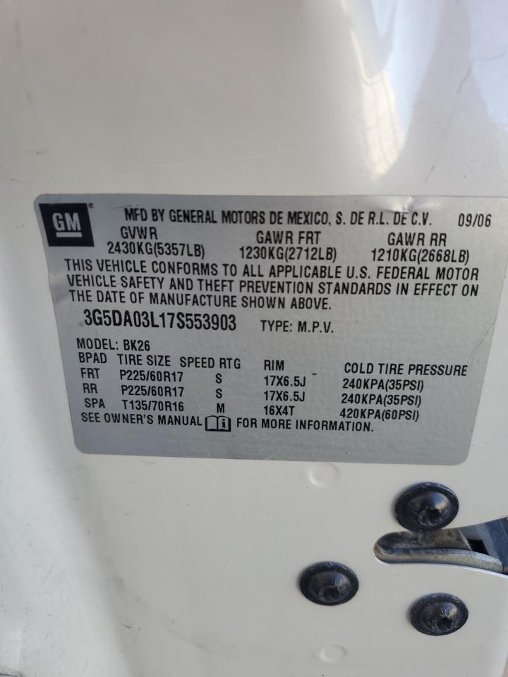 2007 Buick Rendezvous Cx VIN: 3G5DA03L17S553903 Lot: 90904115