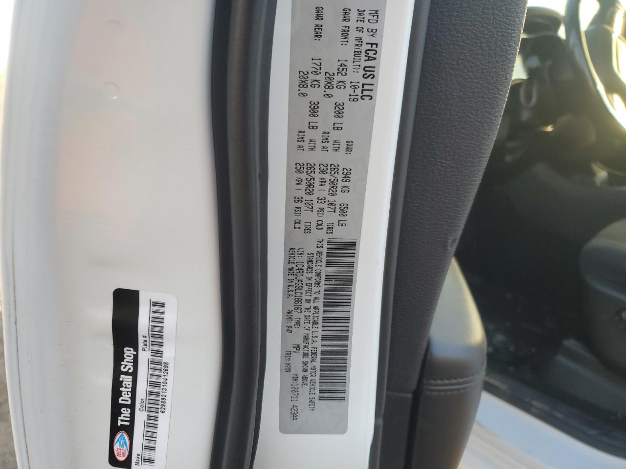 2020 Dodge Durango Sxt VIN: 1C4RDJAG9LC186167 Lot: 91470215