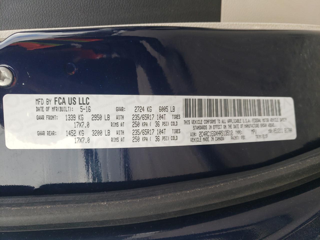 2017 Chrysler Pacifica Touring L Plus VIN: 2C4RC1EGXHR513512 Lot: 93817765