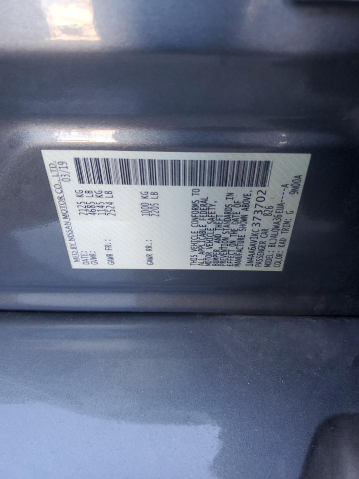 2019 Nissan Maxima S VIN: 1N4AA6AV1KC373702 Lot: 90895315