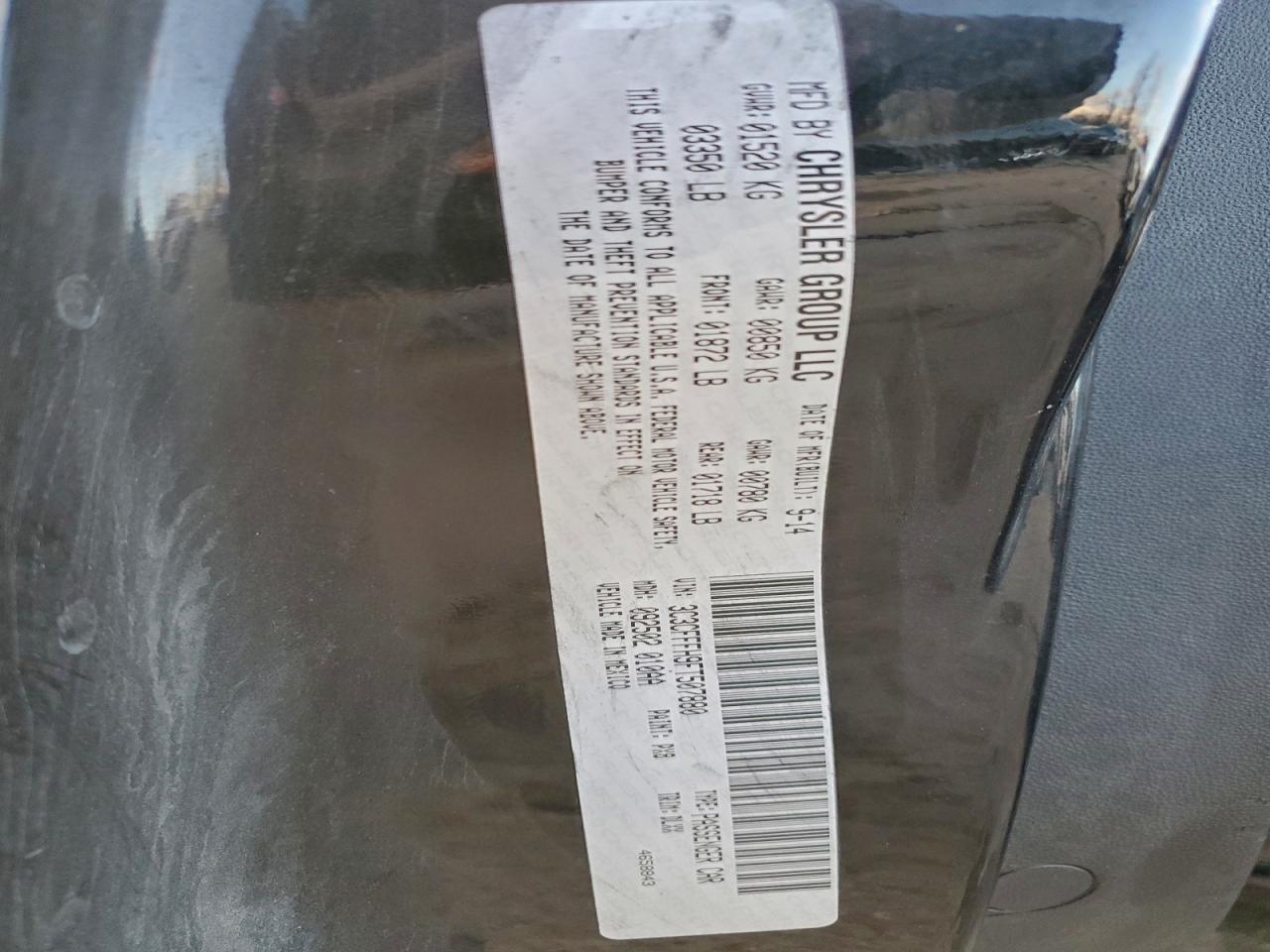 2015 Fiat 500 Abarth VIN: 3C3CFFFH9FT507880 Lot: 94275275