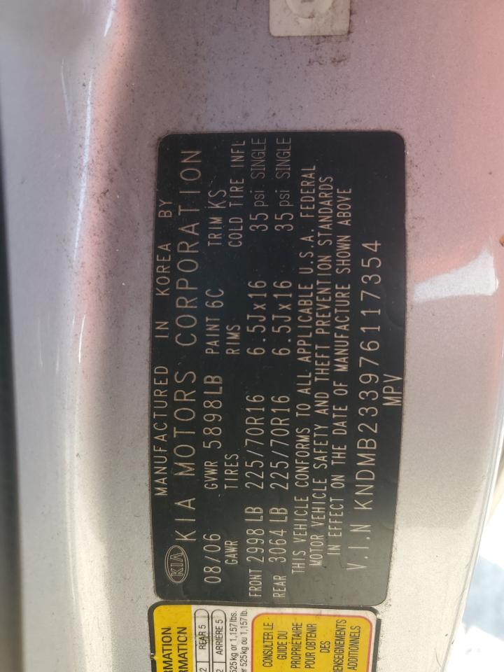 2007 Kia Sedona Ex VIN: KNDMB233976117354 Lot: 93058115