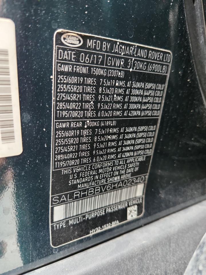 2017 Land Rover Discovery Hse Luxury VIN: SALRHBBV6HA023401 Lot: 91445295