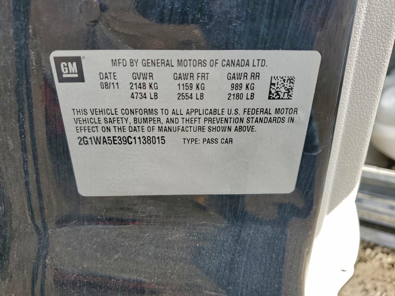 2012 Chevrolet Impala Ls VIN: 2G1WA5E39C1138015 Lot: 91788095