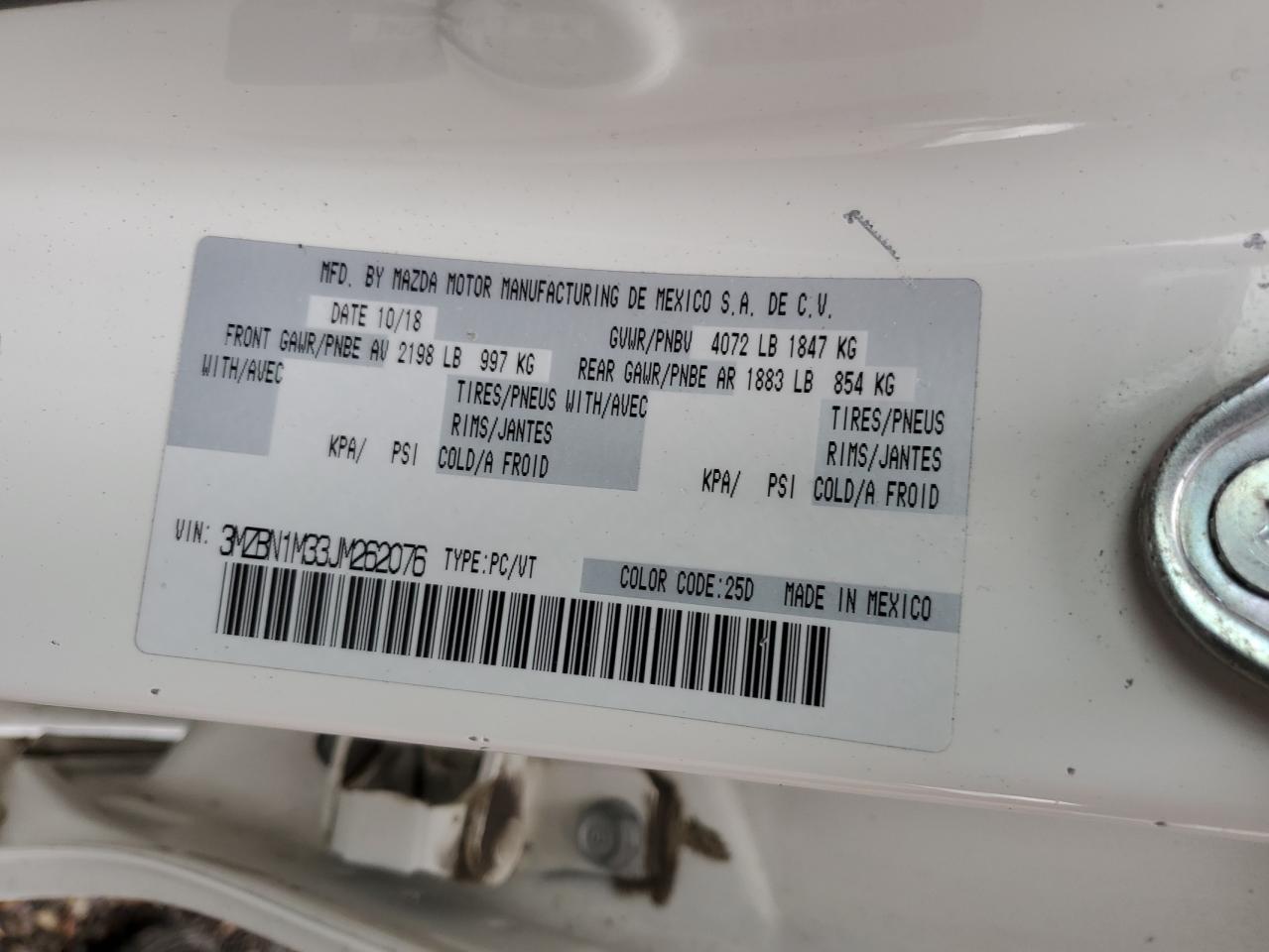 2018 Mazda 3 Grand Touring VIN: 3MZBN1M33JM262076 Lot: 90980805