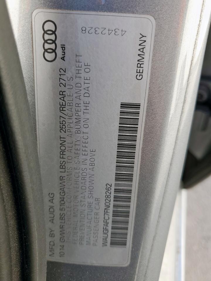 2015 Audi A6 Premium Plus VIN: WAUGFAFC7FN028262 Lot: 92822045