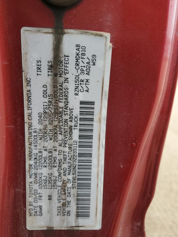 2003 Toyota Tacoma Xtracab VIN: 5TEVL52N23Z233112 Lot: 93475345