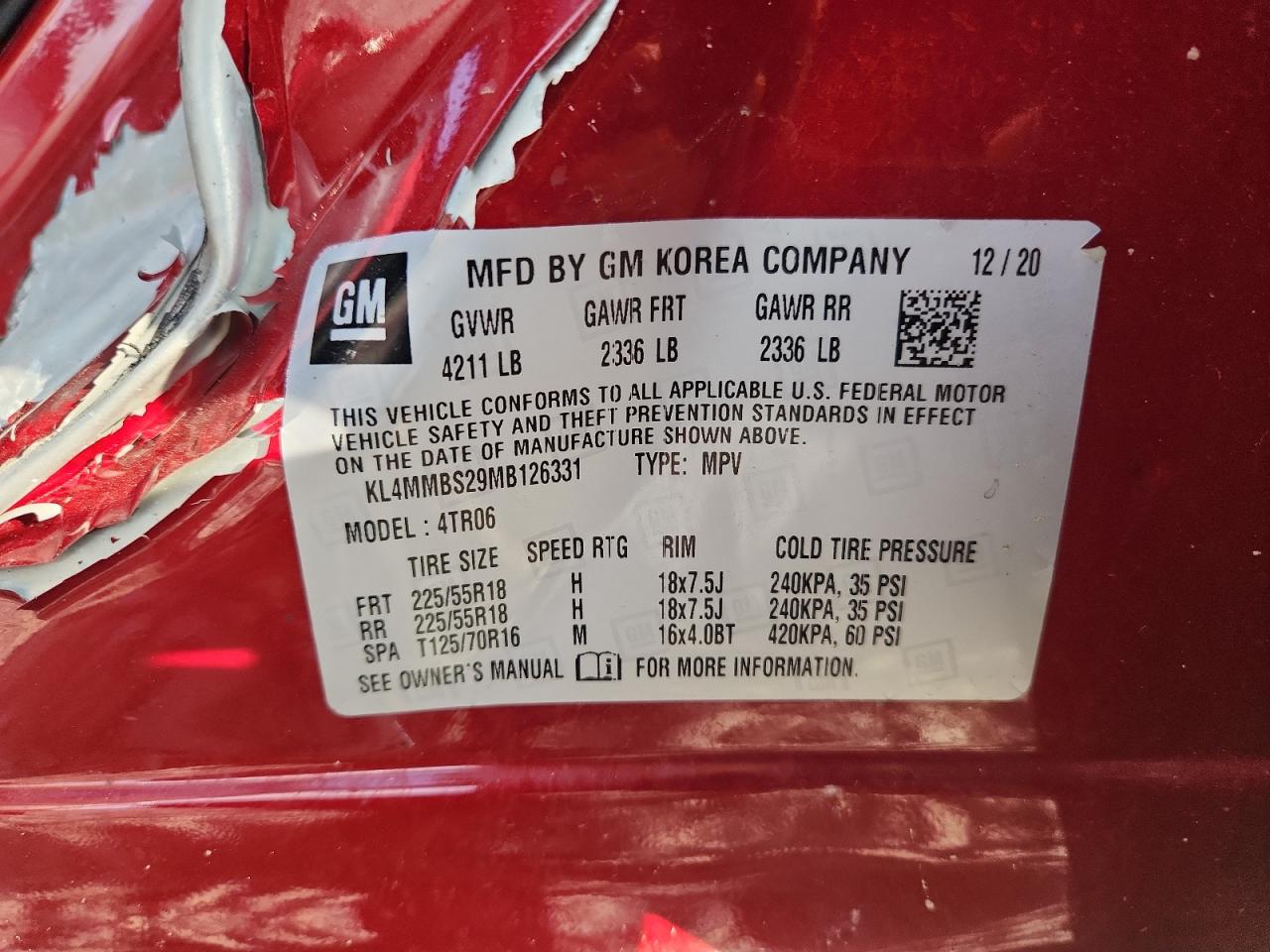 2021 Buick Encore Gx Preferred VIN: KL4MMBS29MB126331 Lot: 93828615