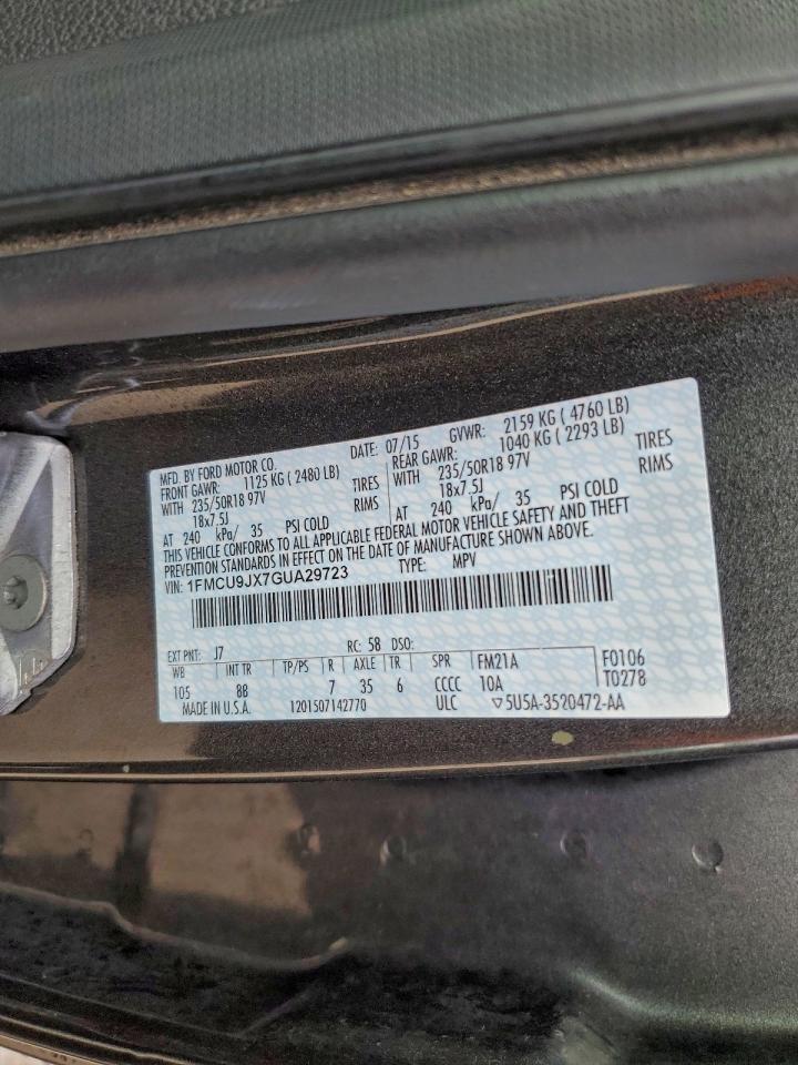 2016 Ford Escape Titanium VIN: 1FMCU9JX7GUA29723 Lot: 93603925