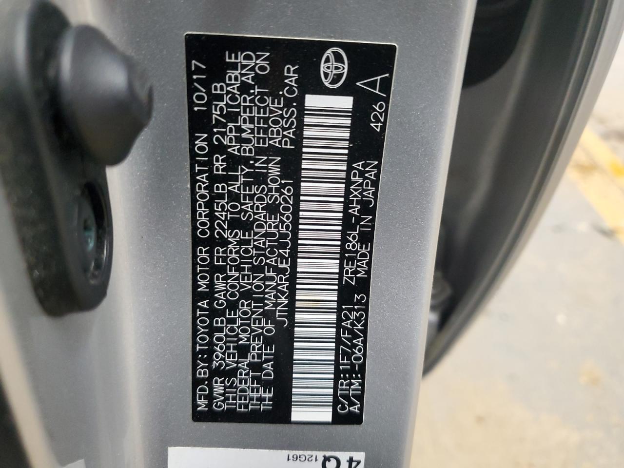 2018 Toyota Corolla Im VIN: JTNKARJE4JJ560261 Lot: 91877985