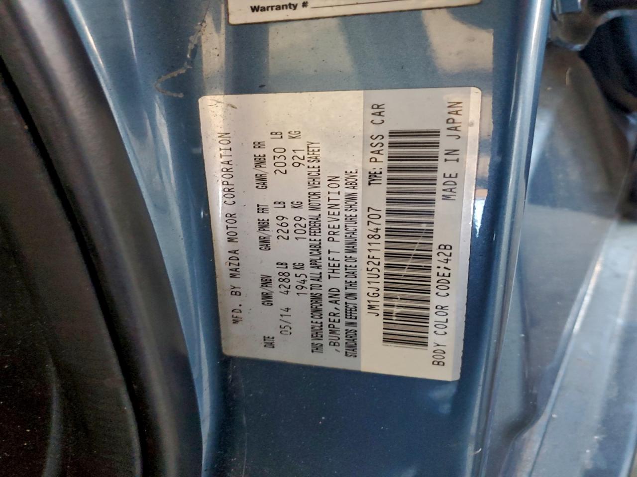 2015 Mazda 6 Sport VIN: JM1GJ1U52F1184707 Lot: 94599825