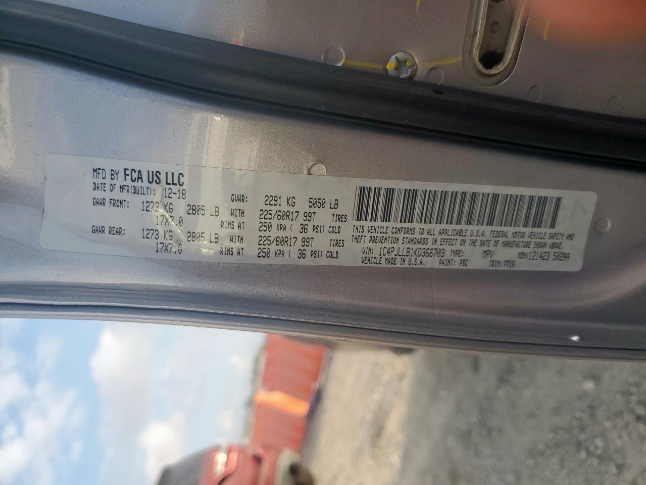 2019 Jeep Cherokee Latitude Plus VIN: 1C4PJLLB1KD366703 Lot: 93881865