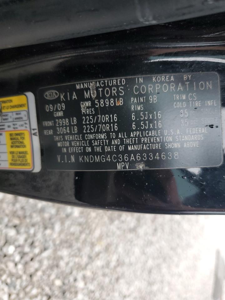 2010 Kia Sedona Lx VIN: KNDMG4C36A6334638 Lot: 93435035